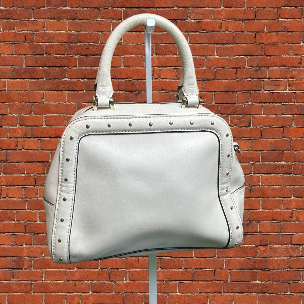 Kate‎ Spade New York Off White Leather Studded Satchel Crossbody Handbag - Picture 4 of 9